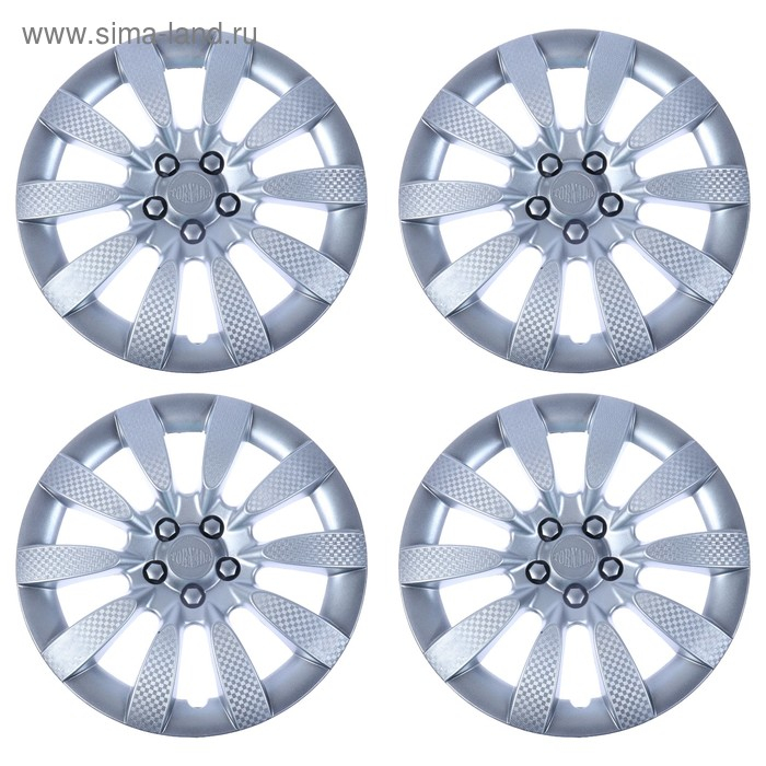 Колпаки колесные R13 Колпаки колесные R13 "ТОРНАДО", серебристый карбон, набор 4 шт