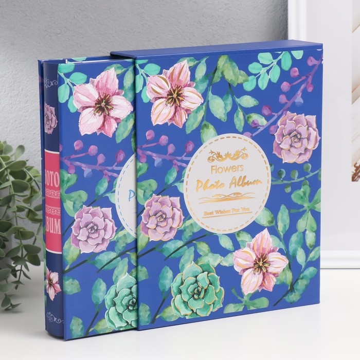 Фотоальбом на 100 фото 10х15 см  Фотоальбом на 100 фото 10х15 см "Лесные цветы" в коробке МИКС 26,5х21х5,3 см