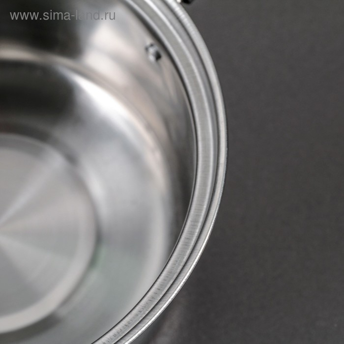 Набор кастрюль из нержавеющей стали, 3 предмета: кастрюли 1 л, 1,4 л, 1,8 л, d=15/17/18,5 см, крышки, индукция