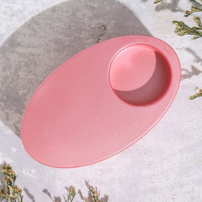 Подсвечник Подсвечник "Узкий овал. Мрамор" из гипса,11,5х7х4см,розовый