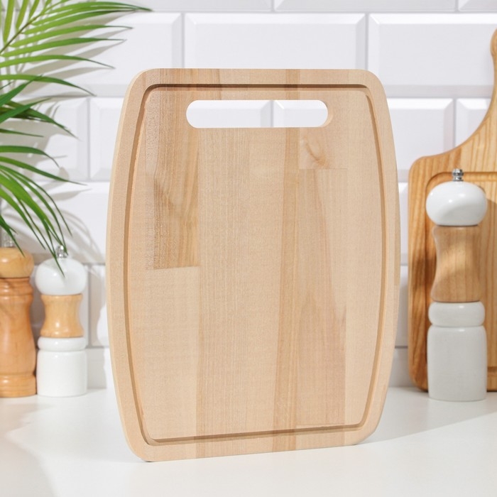 Доска разделочная деревянная с желобом 30х25х0,8 см береза Доска разделочная деревянная с желобом 30х25х0,8 см береза