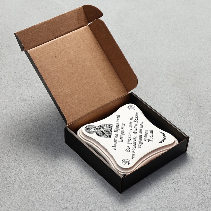 Скрижаль  Скрижаль "Молитва Пресвятой Богородице", цвет жемчуг, 17,5х17,5х2 см, берёза