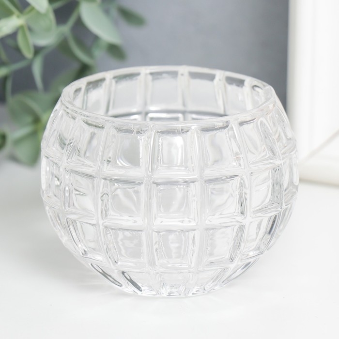 Подсвечник стекло Подсвечник стекло "Бочонок" d-4,5 см прозрачный 7,5х7,5х6 см