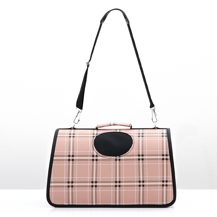 Сумка-переноска каркасная  Сумка-переноска каркасная "Клетка", размер M,  43 х 21 х 26 см, розовая