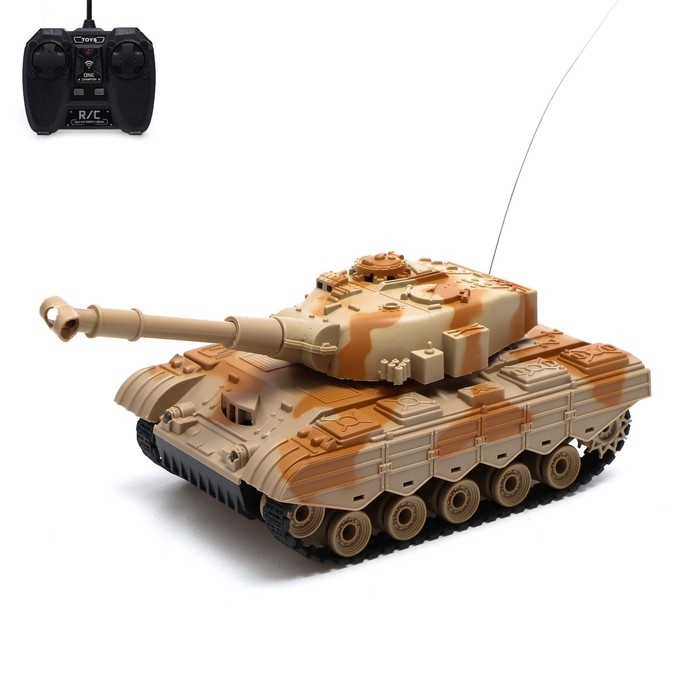 Танк радиоуправляемый «Атака», световые и звуковые эффекты, работает от аккумулятора, цвет песочный Танк радиоуправляемый «Атака», световые и звуковые эффекты, работает от аккумулятора, цвет песочный