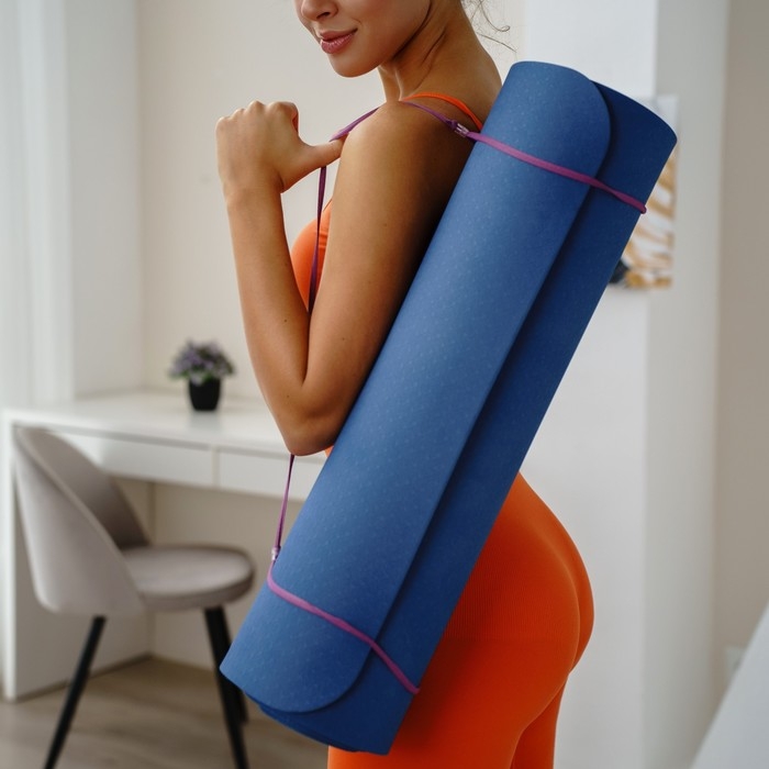 Коврик для йоги Sangh, 183×61×0,8 см, цвет синий Коврик для йоги Sangh, 183×61×0,8 см, цвет синий