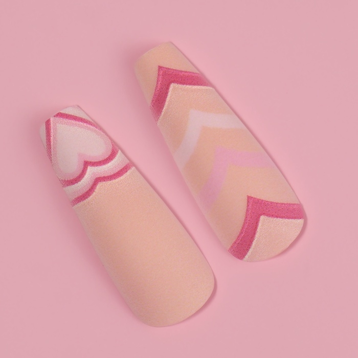 Накладные ногти «Грация», 12 шт, с клеевыми пластинами, форма балерина, цвет бежевый/розовый Накладные ногти «Грация», 12 шт, с клеевыми пластинами, форма балерина, цвет бежевый/розовый
