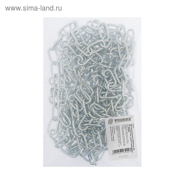 Цепь короткозвенная ТУНДРА krep, DIN766, диаметр 3 мм, сварная, оцинкованная, 5 м Цепь короткозвенная ТУНДРА krep, DIN766, диаметр 3 мм, сварная, оцинкованная, 5 м