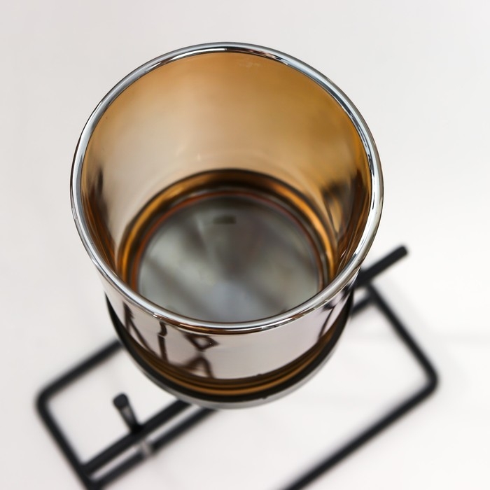 Подсвечник металл, стекло на 1 свечу Подсвечник металл, стекло на 1 свечу "Аркана" d-5 см, чёрный 8,4х12,8х22,5 см