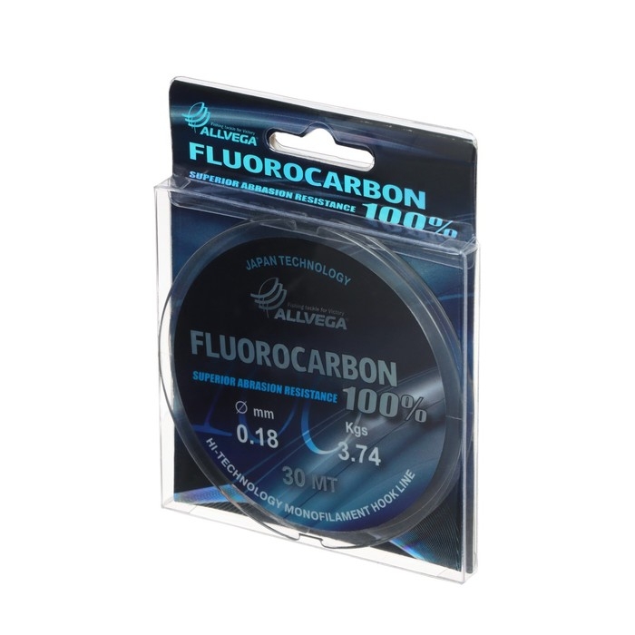 Леска монофильная ALLVEGA FX Fluorocarbon 100%, диаметр 0.18 мм, тест 3.74 кг, 30 м, прозрачная Леска монофильная ALLVEGA FX Fluorocarbon 100%, диаметр 0.18 мм, тест 3.74 кг, 30 м, прозрачная