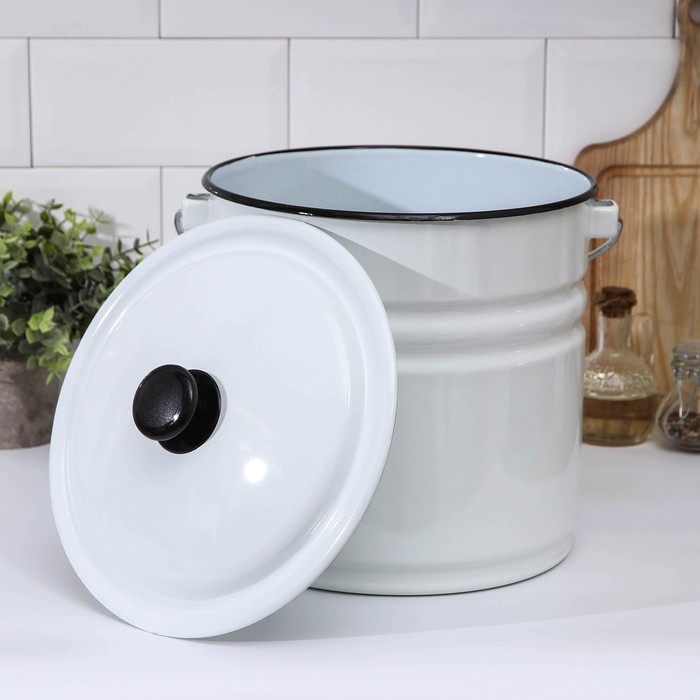 Ведро эмалированное,12 л, с крышкой, цвет белый Ведро эмалированное,12 л, с крышкой, цвет белый