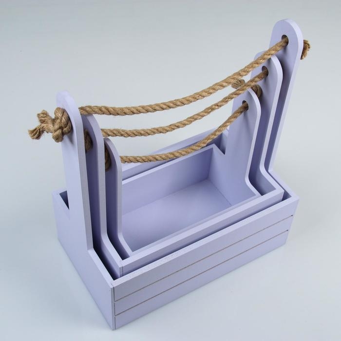 Набор кашпо деревянных 3 в 1 (29×18×33; 25×15×30; 21×12×23)  Набор кашпо деревянных 3 в 1 (29×18×33; 25×15×30; 21×12×23) "Аром", лаванда