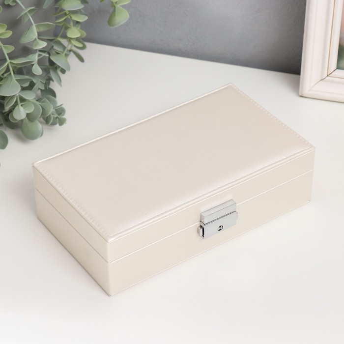 Шкатулка кожзам для украшений  Шкатулка кожзам для украшений "Белая матовая" 6,5х12,6х21 см