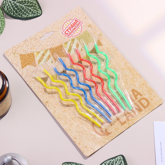 Свечи для торта, набор 8 шт, витые, 17 см Свечи для торта, набор 8 шт, витые, 17 см