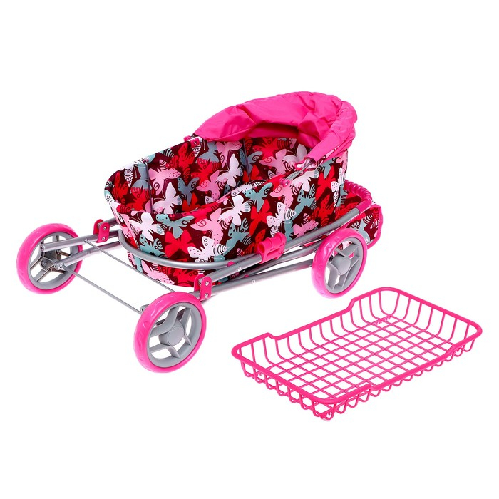 Коляска для кукол, универсальная, с корзиной, с сумкой Коляска для кукол, универсальная, с корзиной, с сумкой