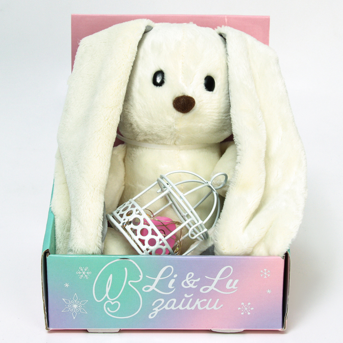 Новогодняя мягкая игрушка «Lu с гирляндой», заяц, 25 см, на новый год Новогодняя мягкая игрушка «Lu с гирляндой», заяц, 25 см, на новый год