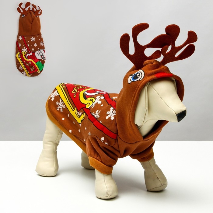 Толстовка Толстовка "Олень с рожками", XXL (ДС 40, ОГ 52, ОШ 38 см)