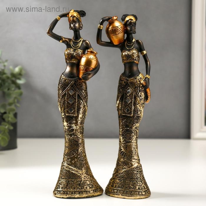 Сувенир полистоун  Сувенир полистоун "Африканка с кувшином, в наряде с зеркальной мозаикой" МИКС 26х7х5 см