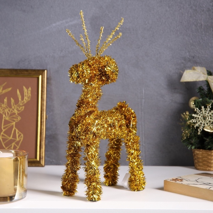 Фигура из мишуры  Фигура из мишуры "Олень золотистый" 34х16 см, 20 LED, AG10х3 (в компл), Т/БЕЛЫЙ