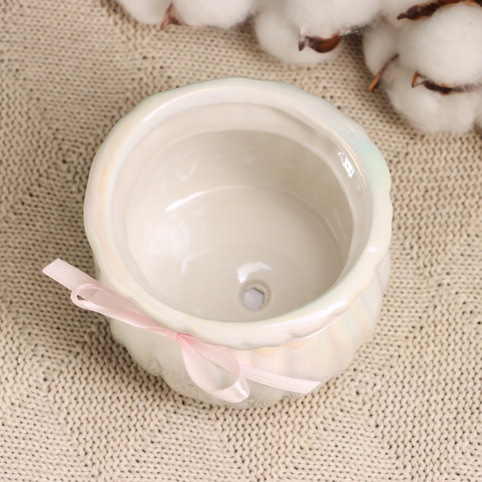 Кашпо "Мешочек Мартин" круглый, 9х9х7см, белый