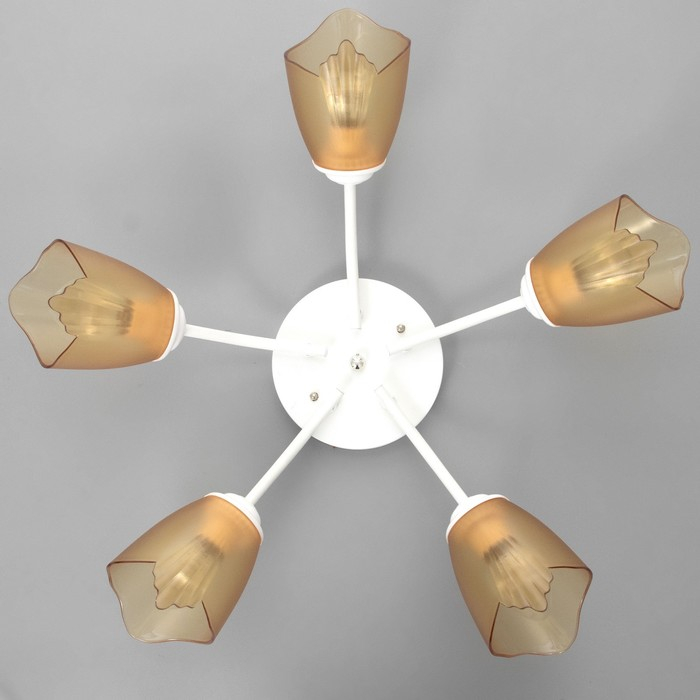 Люстра Оникс 5х15Вт E27 белый-коричневый 52х52х15см BayerLux