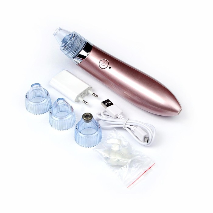 Вакуумный массажёр для чистки лица Luazon LMZ-050, 4 насадки, АКБ, розовый Вакуумный массажёр для чистки лица Luazon LMZ-050, 4 насадки, АКБ, розовый