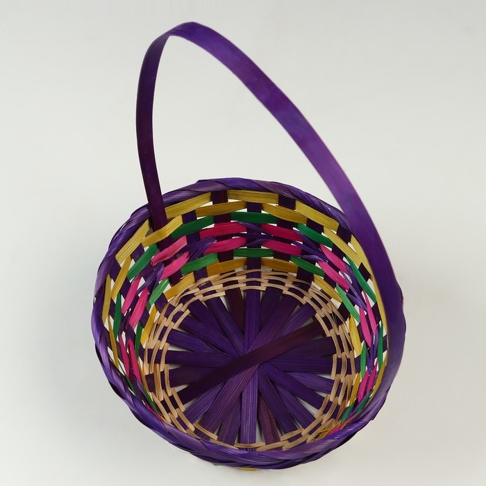 Корзина плетеная, D19 х 10/32 см, разноцветная, бамбук Корзина плетеная, D19 х 10/32 см, разноцветная, бамбук