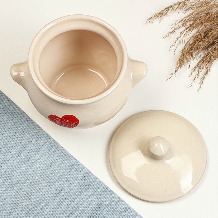 Горшок керамический для запекания №6, 0,65л / 12х12см, валентинка Горшок керамический для запекания №6, 0,65л / 12х12см, валентинка