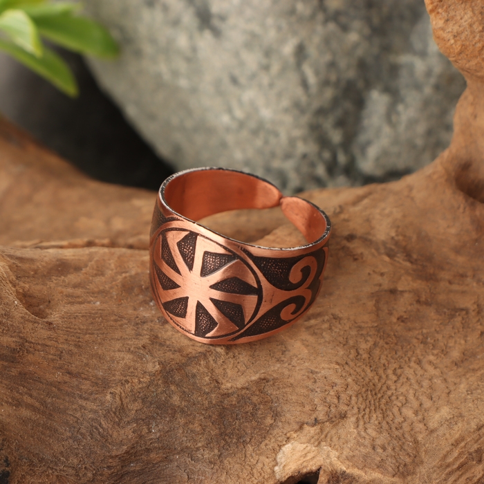 Кольцо-амулет «Коловрат», пластинчатый, медь