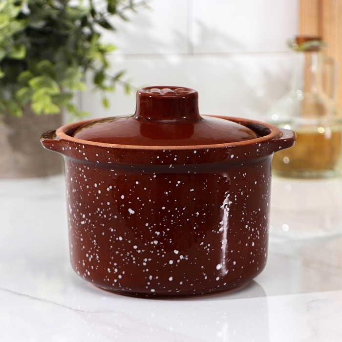 Горшок- сотейник «Мрамор коричневый», 600 мл Горшок- сотейник «Мрамор коричневый», 600 мл