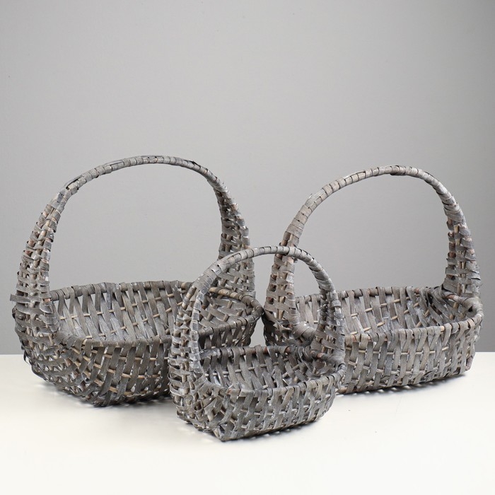 Набор корзин, 3шт, лоза, S:23х20хH9хHH23,M: 28х25хH11хHH28, L:33х30хH13хHH33 см Набор корзин, 3шт, лоза, S:23х20хH9хHH23,M: 28х25хH11хHH28, L:33х30хH13хHH33 см