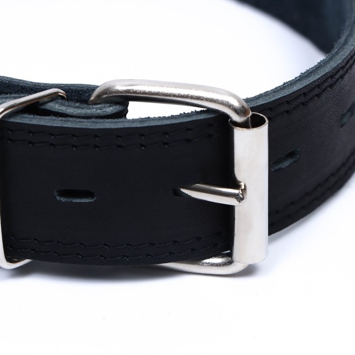 Ошейник кожаный двухслойный на замше, 3,5 см, ОШ 41-51 см, черный Ошейник кожаный двухслойный на замше, 3,5 см, ОШ 41-51 см, черный