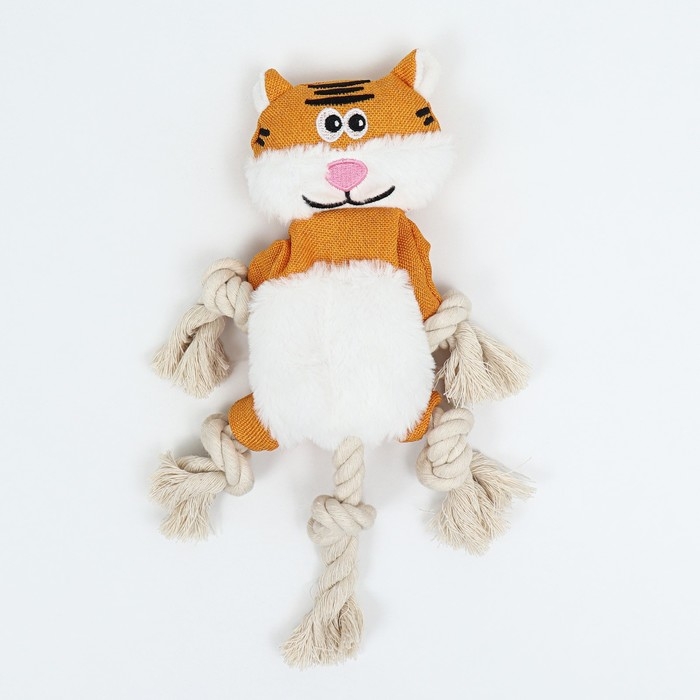 Игрушка текстильная с канатом  Игрушка текстильная с канатом "Котэ" с пищалкой, шуршащая, 26 х 28 см