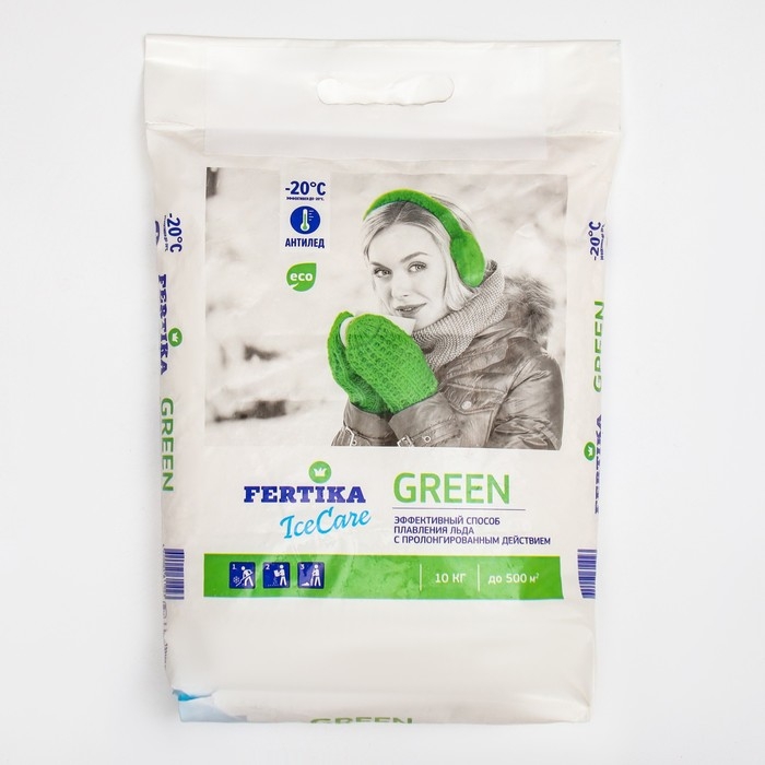 Противогололёдный реагент Fertika IceCare Green, -20С    10 кг Противогололёдный реагент Fertika IceCare Green, -20С    10 кг