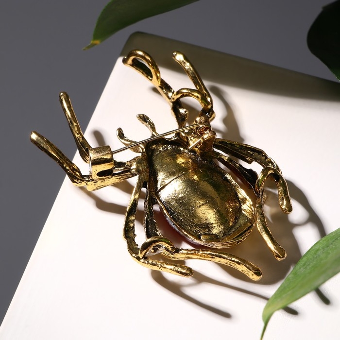 Брошь «Паук», цвет красно-серый в чернёном золоте Брошь «Паук», цвет красно-серый в чернёном золоте