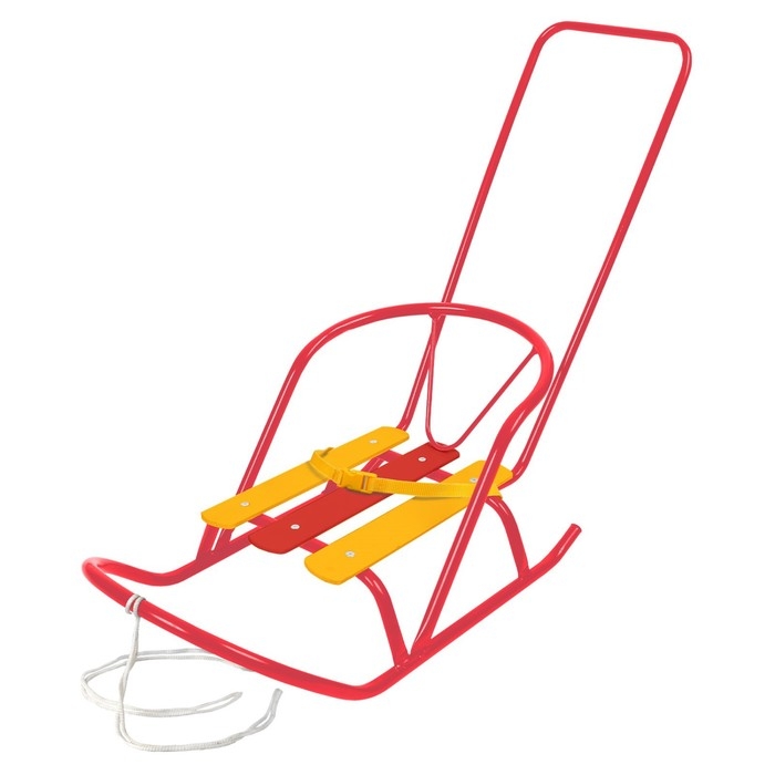 Санки кукольные с толкателем, алый Санки кукольные с толкателем, алый