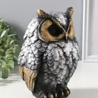 Копилка для денег &laquo;Филин Филя&raquo;, гипс, 13&times;13&times;20 см, серебро с бронзой