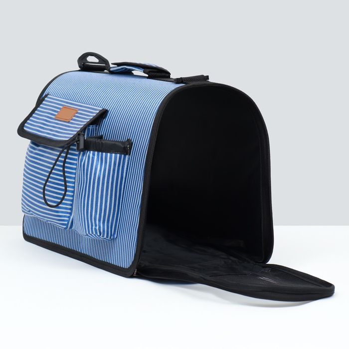 Сумка-переноска с органайзером в полоску, размер L (55 х 21 х 30 см), голубой Сумка-переноска с органайзером в полоску, размер L (55 х 21 х 30 см), голубой