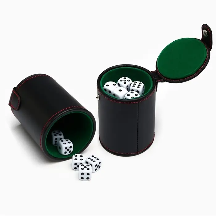 Кожаный стакан для игральных костей, 5 кубиков в комплекте, 7.9&times;10.2 см