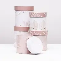 Набор круглых подарочных коробок 5 в 1 &laquo;Листья&raquo;, 20&times;20 - 14&times;14 см