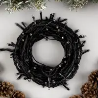 Гирлянда &laquo;Нить&raquo; 10 м, IP44, УМС, тёмная нить, 100 LED, свечение тёплое белое, мерцание белым, 220 В