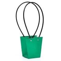 Сумка для цветов Зеленая влагостойкая, 12&times;12 - 8&times;8 - 12.5 см