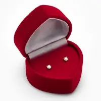 Футляр под серьги, кольцо &laquo;Сердце&raquo;, бархатный, 5.2&times;4.6 см, бордовый