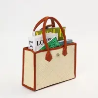 Сумка плетёная на застёжке из пандана, 30&times;10&times;35 см, бежево-коричневая