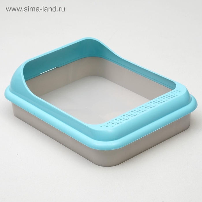 Туалет  Туалет "Мур-мяу" для кошек, с рамкой  44 х 34 х 10 см,  голубой