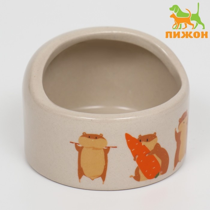 Миска керамическая Миска керамическая "Хомяки" 65мл, 6,3 х 4,5 см, бежевая с принтом