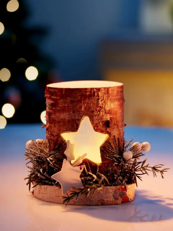 Светодиодная фигура деревянная «Декоративный пень», 1 LED, от батареек AAAx2, свечение тёплое белое