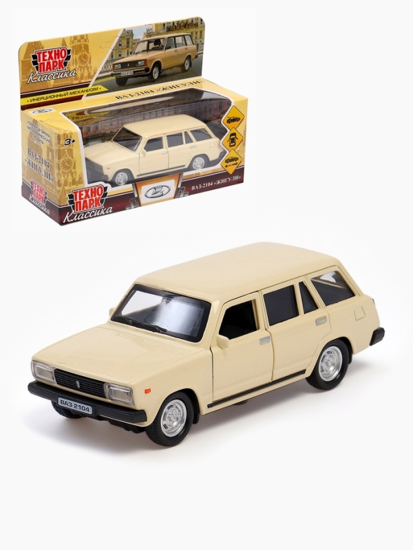 Машинка металлическая «ВАЗ-2104», ретро - модель «ЖИГУЛИ», открываются двери, багажник, инерция, 12 см, бежевый