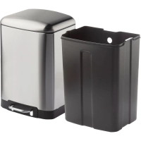 Ведро мусорное с педалью и доводчиком Luscan 12л,матов., прямоуг,нерж сталь