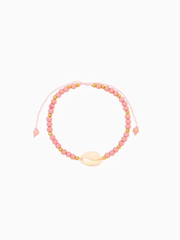 Браслет "Моана" камень пирит, длина 16 см, цв. розовый